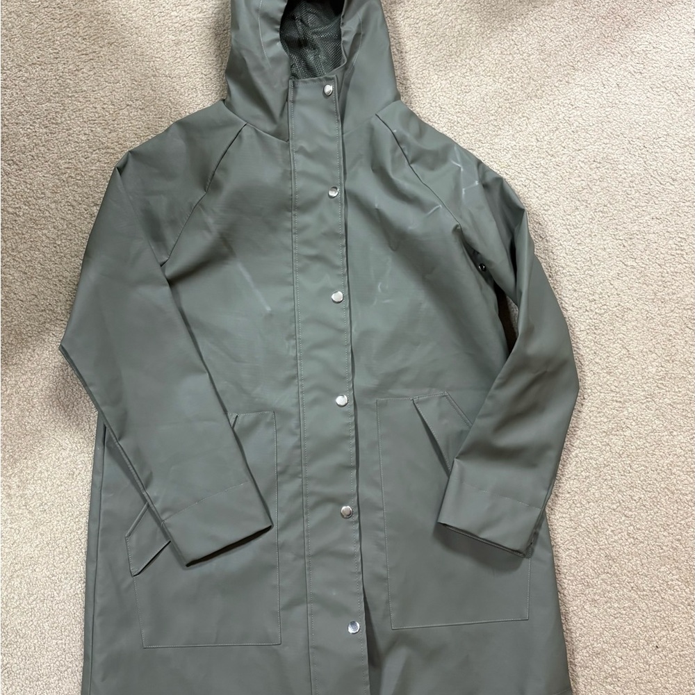 Joe Fresh Women's Olive Green Hooded RainCoat
